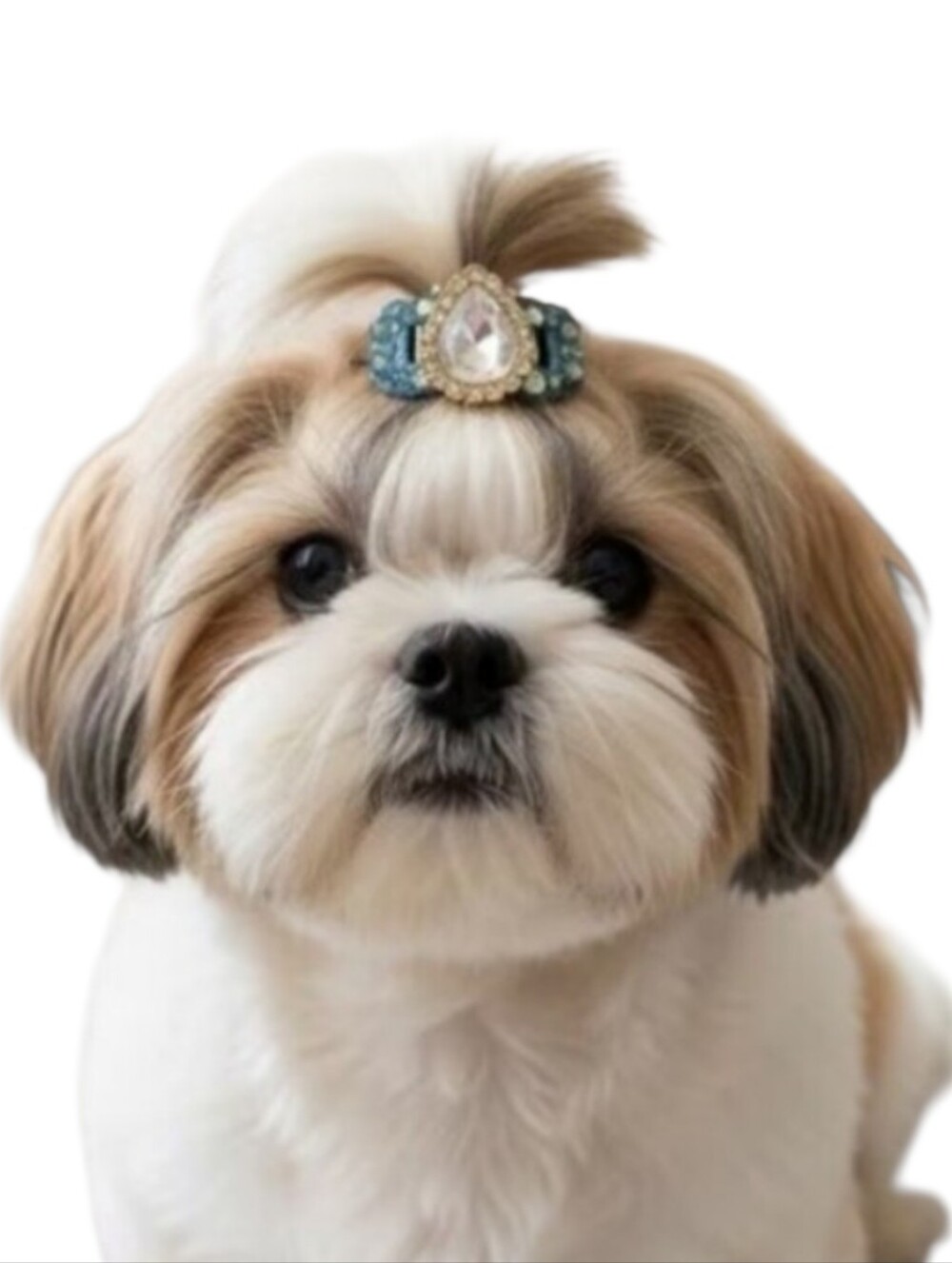 Blue Jeweled Dog Hair Bow for Small Dogs